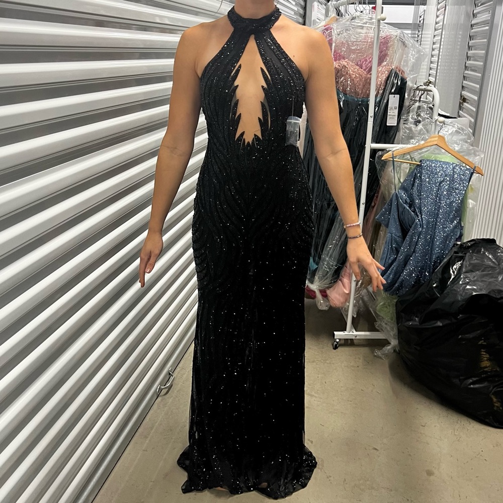 Elegant Black Halter Prom Dress